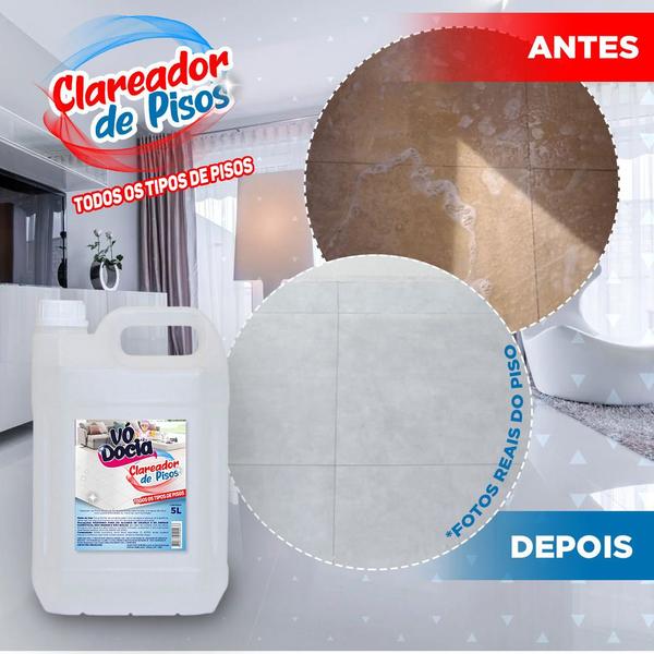 Clareador De Pisos Vó Docia 5 Litros Para Azulejos Esmaltado - vodocia Imagem de Clareador De Pisos Vó Docia 5 Litros Para Azulejos Esmaltado