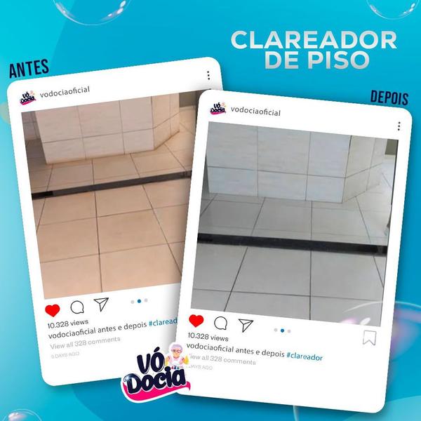 Clareador De Pisos Vó Docia 5 Litros Para Azulejos Esmaltado - vodocia Imagem de Clareador De Pisos Vó Docia 5 Litros Para Azulejos Esmaltado