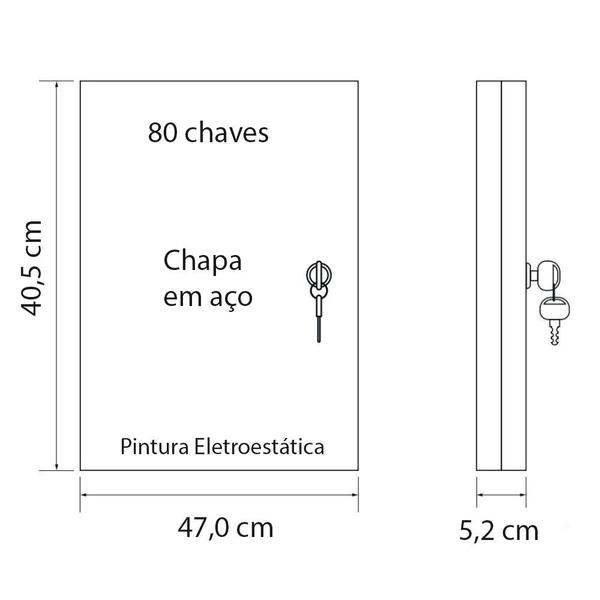 Imagem de Claviculario Para 80 Chaves Em Aço Porta-chave