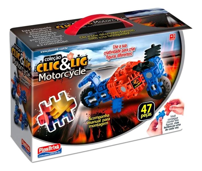 Imagem de Clic & Lig Motorcycle 47 Pcs Brinquedo Didático - Plasbrink