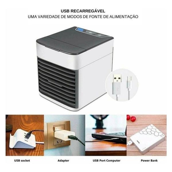 Imagem de Climatização e Umidificação: Mini Ar Condicionado Climatizador Umidificador USB