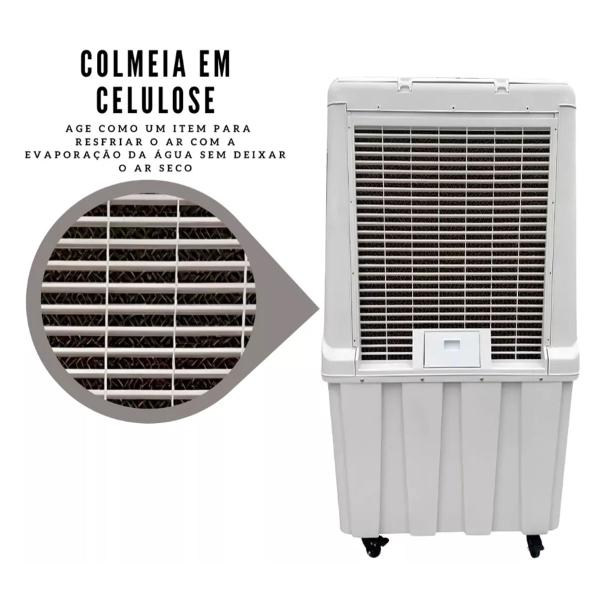 Imagem de Climatizador Ar Frio Portátil Evaporativo 130 L Umidificador Industrial Branco 110V Amvox Acl 130