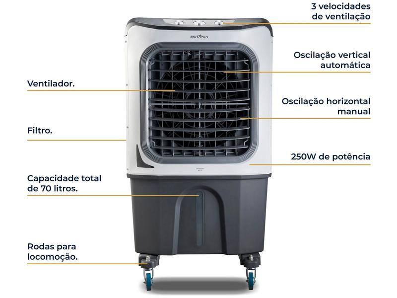 Imagem de Climatizador de Ar Britânia Frio 3 Velocidades 70L BCL70