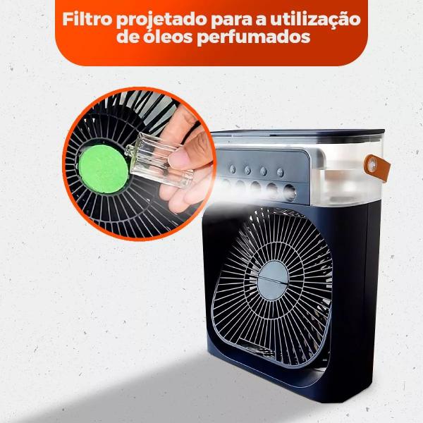 Imagem de Climatizador De Ar Frio Ventilador Portátil De Mesa Com Led USB Reservatório Água/Gelo - FAN