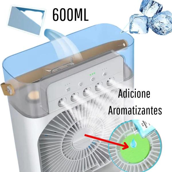 Imagem de Climatizador De Ar Frio Ventilador Portátil De Mesa Com Led USB Reservatório Água/Gelo - FAN