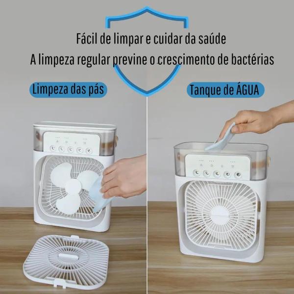 Imagem de Climatizador De Ar Frio Ventilador Portátil De Mesa Com Led USB Reservatório Água/Gelo - FAN