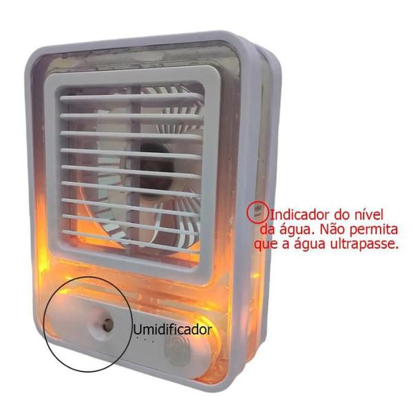 Imagem de Climatizador Portátil 3 em 1: Mini Refrigerador de Ar, Umidificador e Ventilador com Iluminação LED Integrada