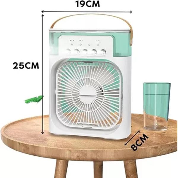 Imagem de Climatizador Ventilador Portátil de Mesa Mini Ar Condicionado Umidificador Led, Água e Gelo 3 Velocidades Led tanque de 600ml 3 niveis 