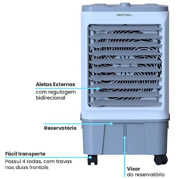 Imagem de Climatizador Ventisol 5 em 1 CLIN16 Pro 3 Velocidades 16L 130W - Cinza