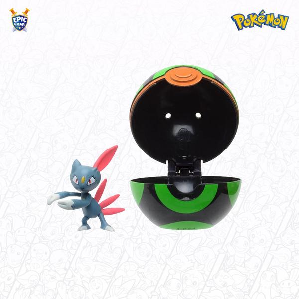 Imagem de Clip n Go Boneco Pokémon Mini Figura Sneasel e Dusk Ball