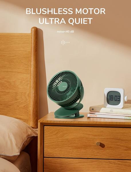 Imagem de Clipe JISULIFE em Baby Stroller Fan, 4000 mAh Battery Operated Fan, Quiet &amp Narrow Slot Design, 4 Velocidades, Max 14 Hrs, Ideal para Cama, Mesa, Cadeirinha, Escritório, Camping, Quarto - Verde Escuro