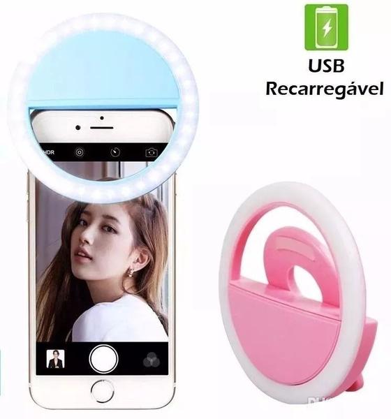 Clipe Luz Led Pra Selfie Ring Light Flash Celular AZUL - MKB Imagem de Clipe Luz Led Pra Selfie Ring Light Flash Celular AZUL