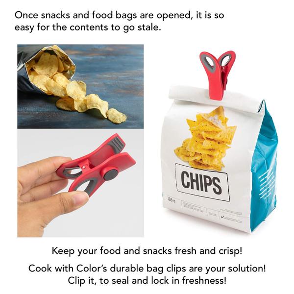 Imagem de Clipes de bolsa COOK WITH COLOR 20 unidades com ímã de armazenamento de alimentos vermelho