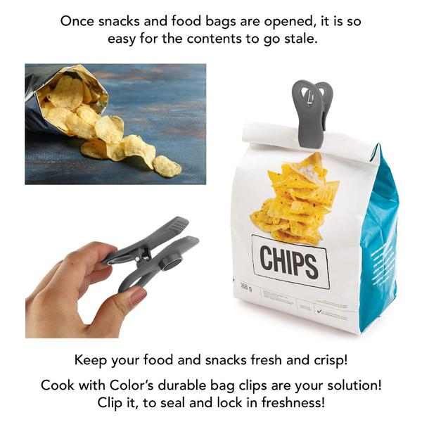 Imagem de Clipes de bolsa COOK WITH COLOR 20 unidades com ímã para armazenamento de alimentos, cinza