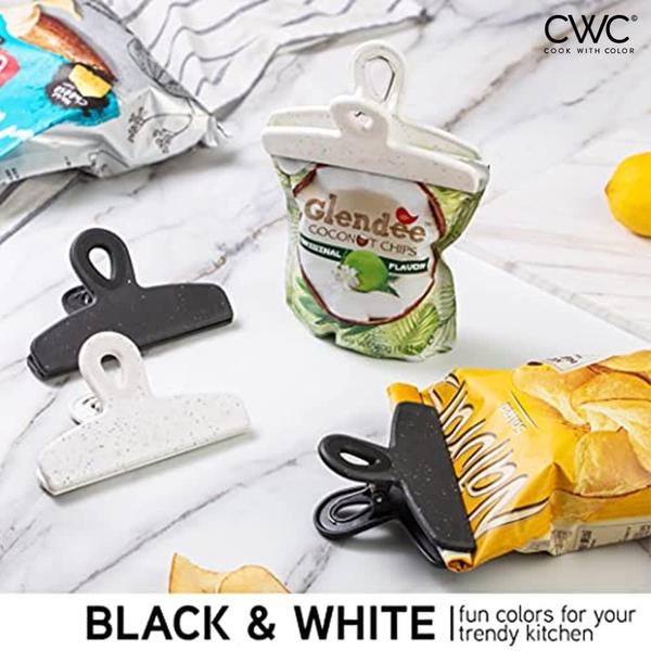 Imagem de Clipes de bolsa COOK WITH COLOR Conjunto de 8 grandes e pesados em preto/branco