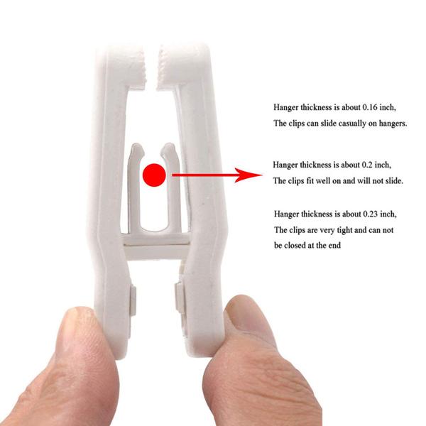 Imagem de Clipes de plástico para cabides para bebês KISEER Slim-line Finger, 40 unidades, brancos