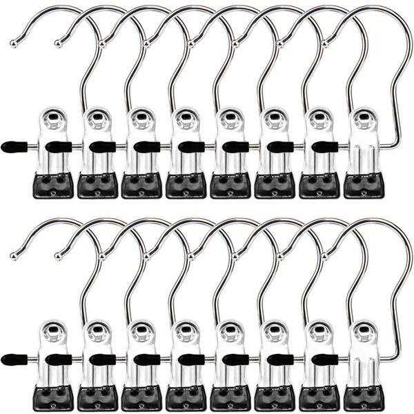 Imagem de Clipes para cabides de botas MECHEER Laundry Hooks, pacote com 16 unidades, prata