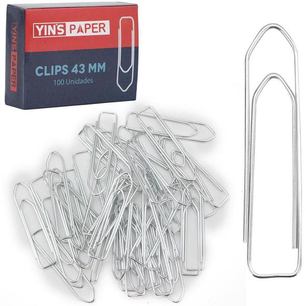 Imagem de Clips Metal Triangular Yins Paper 100 Pecas 43Mm Caixa Yins