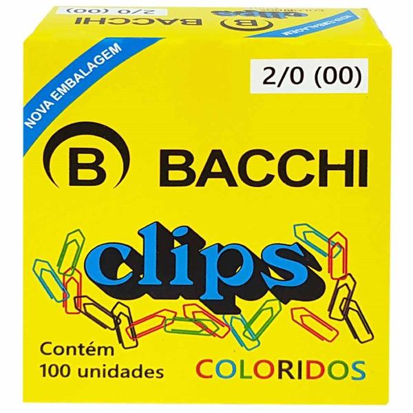 Imagem de Clips para Papel 2/0 Colorido Bacchi 100 Unidades