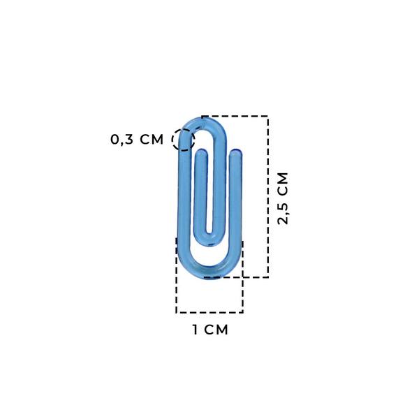 Imagem de Clips Pequenos Coloridos Azul 25mm Segura Papel Com 100 Unidades