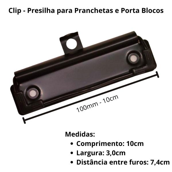 Imagem de Clips / Presilha para Pranchetas - Porta Bloco - Preta 100mm (10 un)