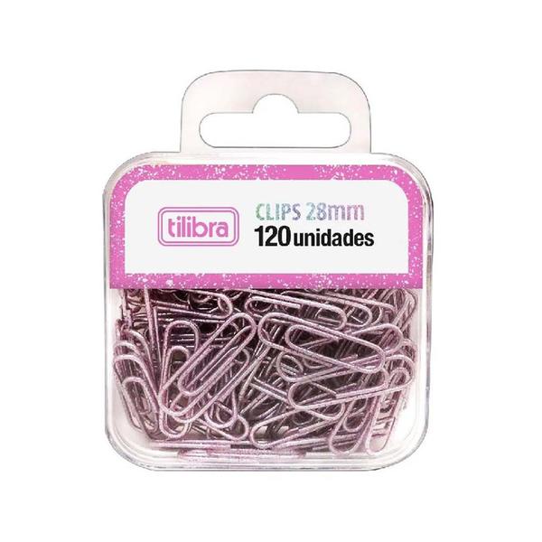 Imagem de Clips Tilibra Glitter Pink 28mm Com 120 Unidades