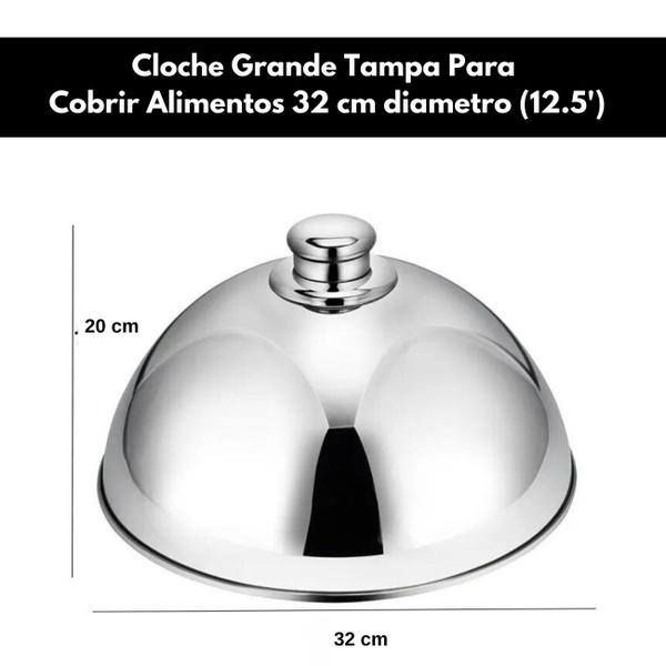 Imagem de Cloche Aço Inox Tampa Para Alimentos Cobertura Grande 32cm