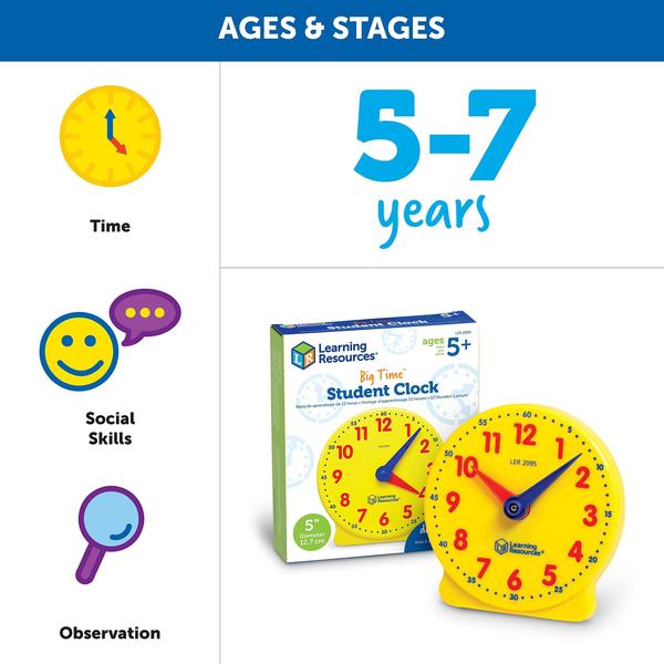 Imagem de Clock Learning Resources Big Time Student de 12 horas com mais de 5 anos