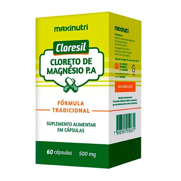 Imagem de Cloresil Cloreto Magnésio P.A 500mg 60 Cápsulas Maxinutri