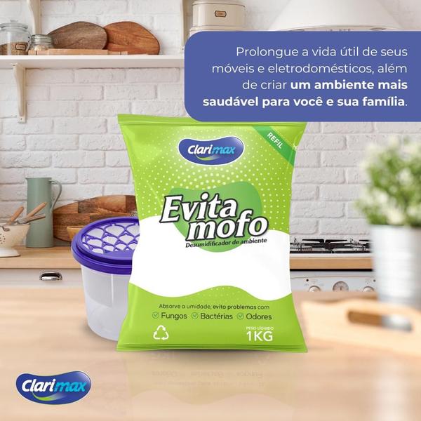 Imagem de Cloreto De Cálcio Antimofo Puro CLARIMAX 3kg + 10 Potes P 130g