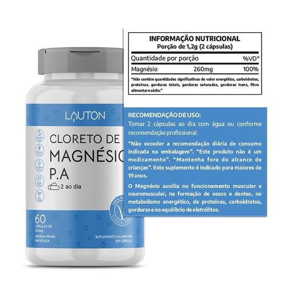 Imagem de Cloreto De Magnésio P.A 260mg Vegano Lauton Premium - Mineral Essencial