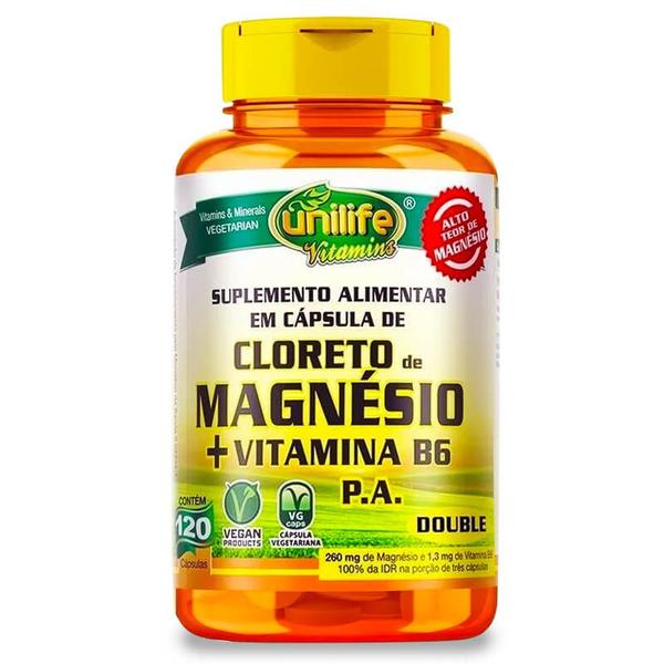 Imagem de Cloreto de magnésio pa + b6 120 caps 800 mg unilife