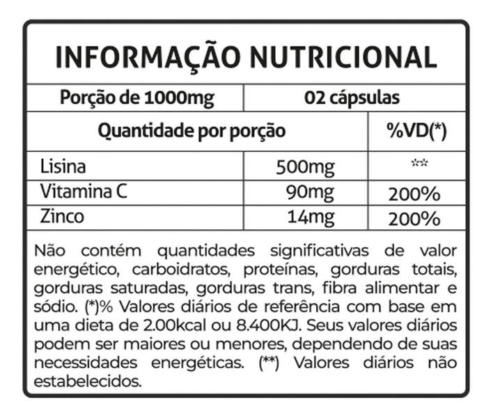 Imagem de Cloridrato de Lisina + Vitamina C e Zinco 60 Cápsulas Fitoprime