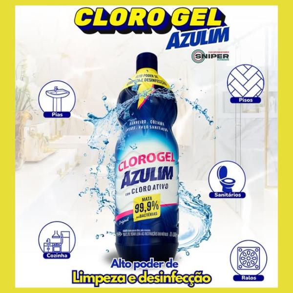 Imagem de Cloro em Gel Azulim 1L Mata 99,9% Bactérias Limpeza Profunda e Eficaz