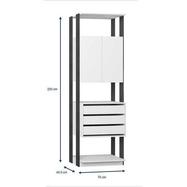 Imagem de Closet 03 Gavetas e 02 Portas Branco com Grafite Lilies Móveis