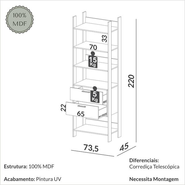 Imagem de Closet 1 Torre 2 Gavetas Industrial Freijó/Preto - Dalla Costa