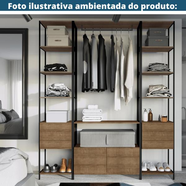 Imagem de Closet 3 Estantes Industrial Steel Quadra Artesano 180 cm (largura) MDP Vermont Estrutura Aço Preto