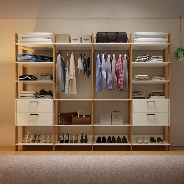 Imagem de Closet 4 Torres 4 Gavetas Industrial Off White/Freijó - Dalla Costa