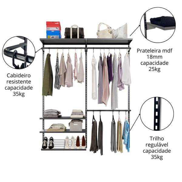 Imagem de Closet Aberto 160cm - Armário Moderno (Coleção 15) Organização e Estilo