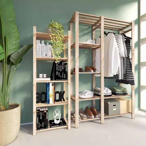 Imagem de Closet Aberto Arara JohnMax + Estante Horizontal para Sala