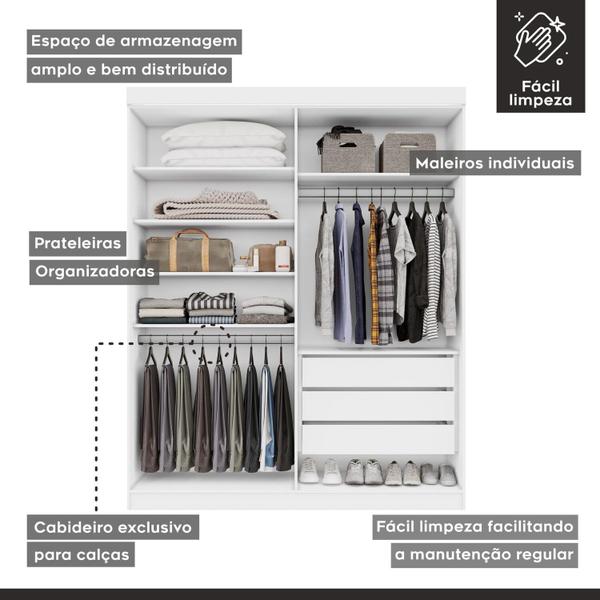 Imagem de Closet Casal sem Portas 3 Gavetas Caribe Branco