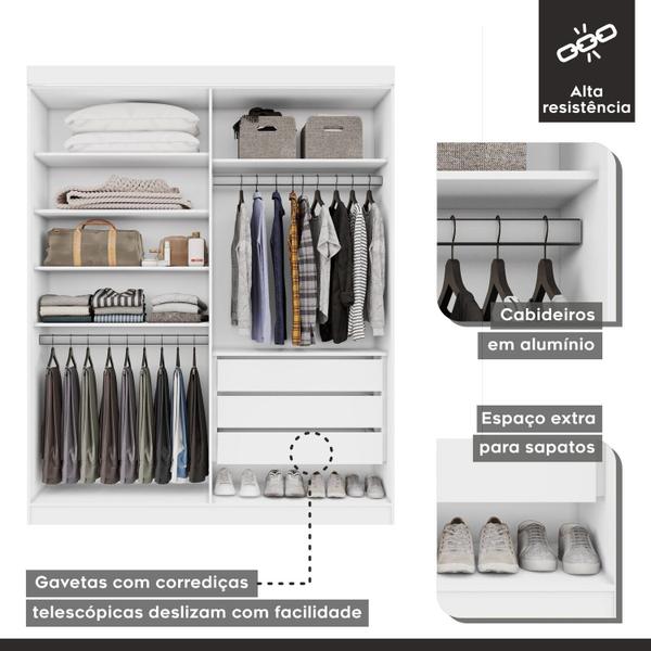 Imagem de Closet Casal sem Portas 3 Gavetas Caribe Branco