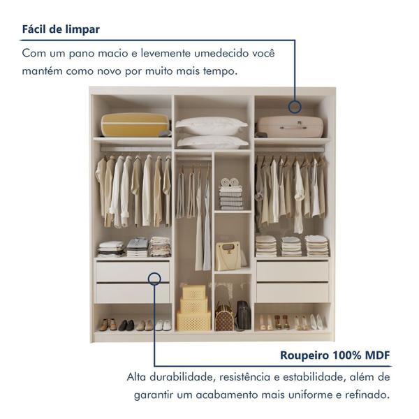 Imagem de Closet Casal sem Portas 4 Gavetas Miami Branco