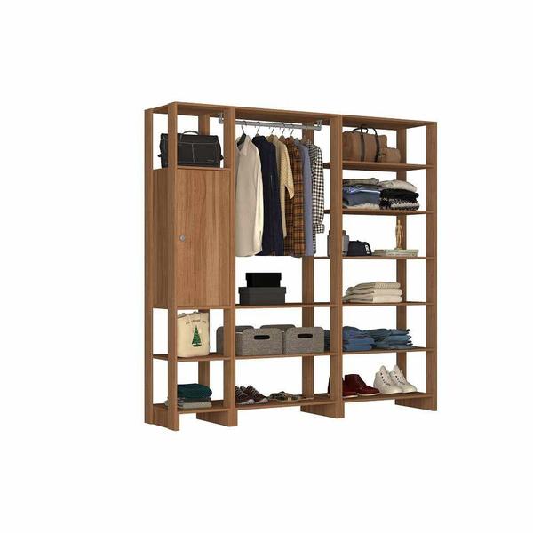 Imagem de Closet com 1 Cabideiro, 1 Porta com 2 prateleias e 12 nichos EY101-3-7 Linha Yes Naturart