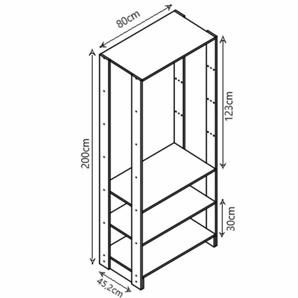 Imagem de Closet com 1 Cabideiro, 1 Porta com 2 prateleias e 6 nichos externos EY101-107 Linha Yes Naturart