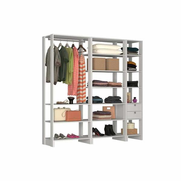 Imagem de Closet com 1 Cabideiro, 2 Gavetas e 14 nichos EY101-3-6 Linha Yes Naturart