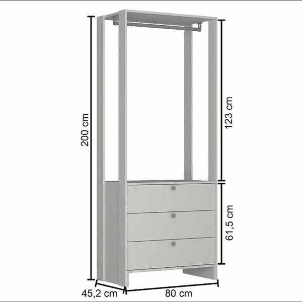 Imagem de Closet com 1 cabideiro e 3 Gavetas EY102 Linha Yes Naturart