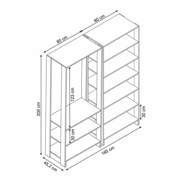 Imagem de Closet com 1 Cabideiro, e 9 Prateleiras EY101-103 Linha Yes Naturart