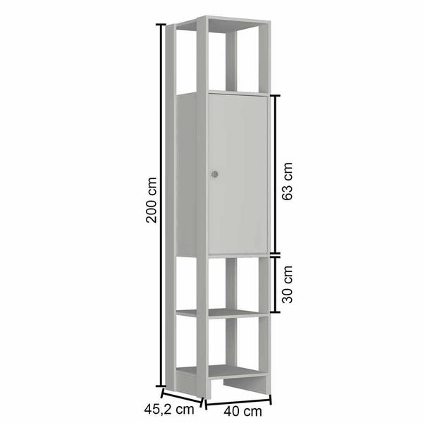 Imagem de Closet com 1 Porta contendo 2 prateleias e 3 nichos externos EY107 Linha Yes Naturart