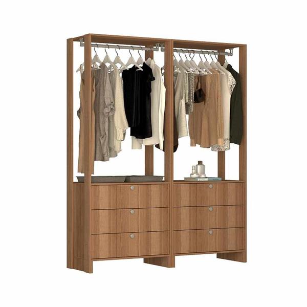 Imagem de Closet com 2 Cabideiros e 6 Gavetas EY102-102 Linha Yes Naturart